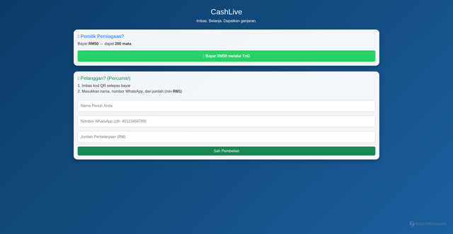 Security scan screenshot of https://cashlive-1iidr76bzj.edgeone.app/