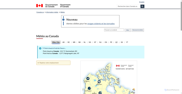 Security scan screenshot of https://meteo.gc.ca/canada_f.html