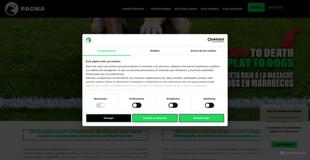 Security scan screenshot of https://pacma.es/masacre-perros-marruecos/