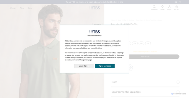Security scan screenshot of https://www.tbs1978.com/polo-men-khaki-naccapol-15167459.html