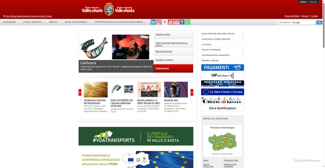 Security scan screenshot of https://www.regione.vda.it/