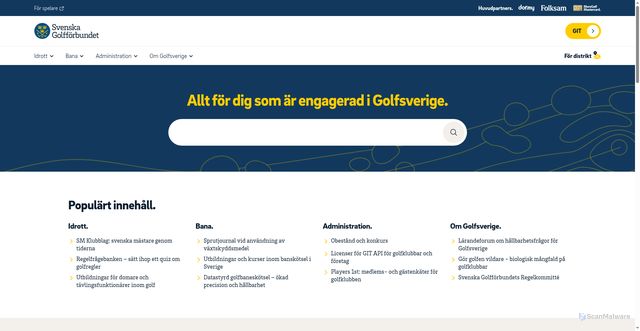 Security scan screenshot of https://klubb.golf.se/?utm_source=newsletter&utm_medium=email&utm_campaign=Partnererbjudande_V_ster_sstad_v_33_2026&dt_id=fcd58f97-538d-4232-8bec-ce92f0c0cceb