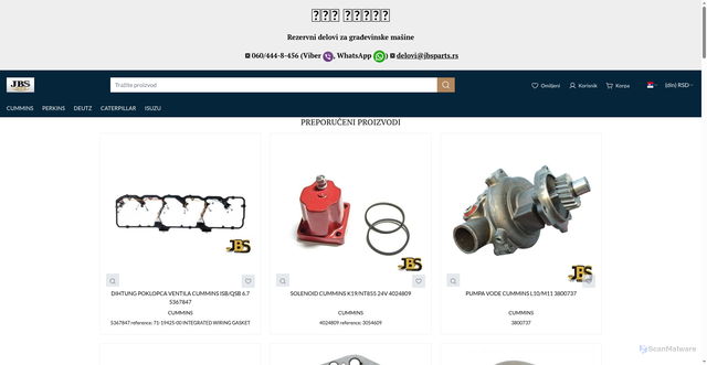 Security scan screenshot of https://jbsparts.rs