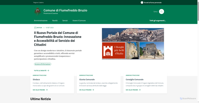 Security scan screenshot of https://comune.fiumefreddobruzio.cs.it