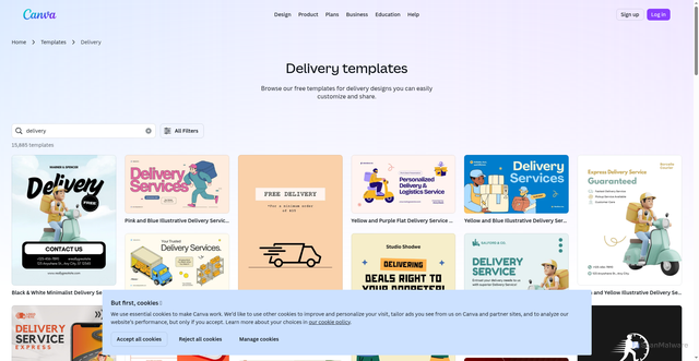 Security scan screenshot of https://www.canva.com/templates/s/delivery/