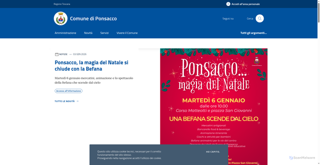 Security scan screenshot of https://www.comune.ponsacco.pi.it/