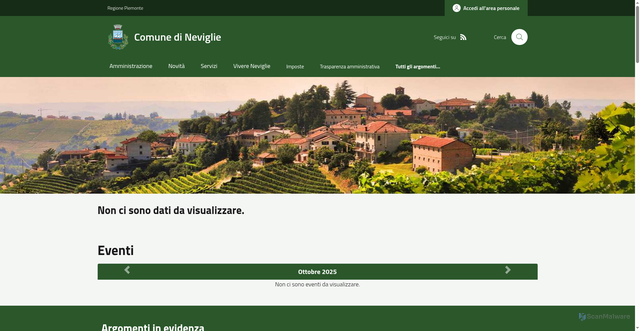 Security scan screenshot of https://www.comune.neviglie.cn.it/