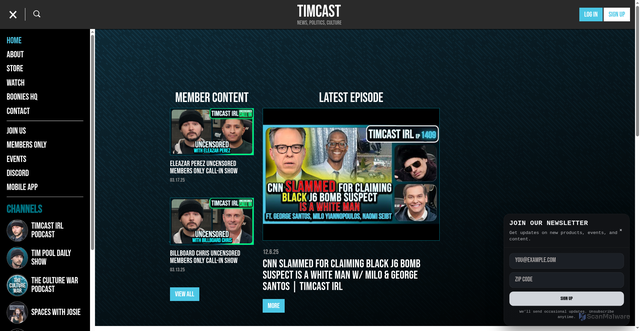 Security scan screenshot of https://timcast.com/