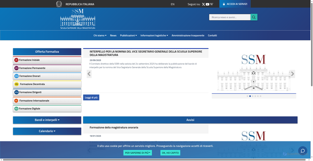 Security scan screenshot of https://www.scuolamagistratura.it/