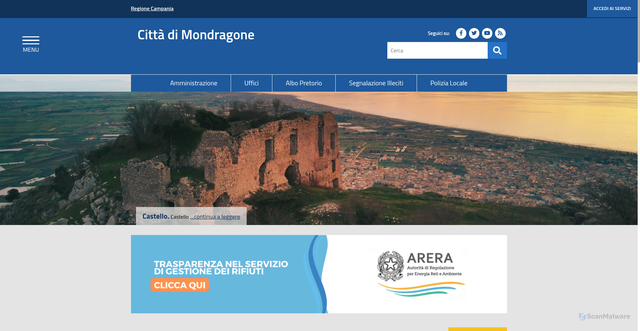 Security scan screenshot of https://www.comune.mondragone.ce.it/