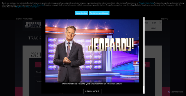 Security scan screenshot of https://www.jeopardy.com/track/toc-tracker