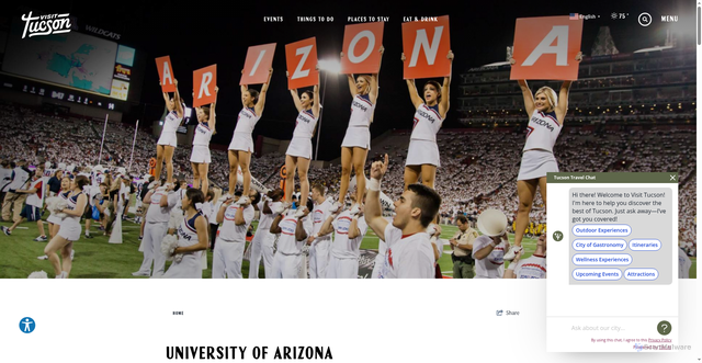 Security scan screenshot of https://www.visittucson.org/plan-your-visit/about-tucson/tucson-districts/university-of-arizona/