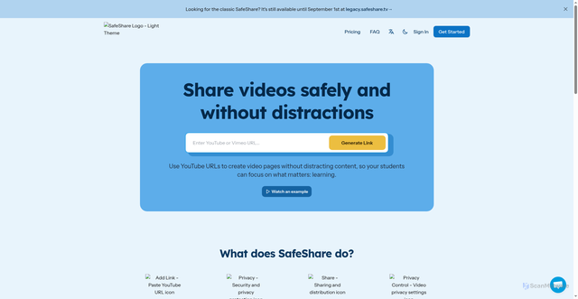 Security scan screenshot of https://safeshare.tv