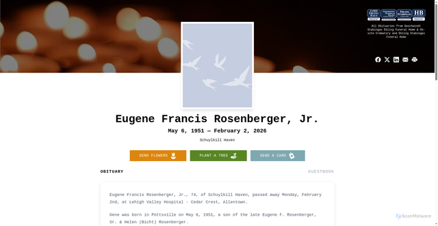 Security scan screenshot of https://www.gsesfuneralhomes.com/obituaries/eugene-rosenberger-jr