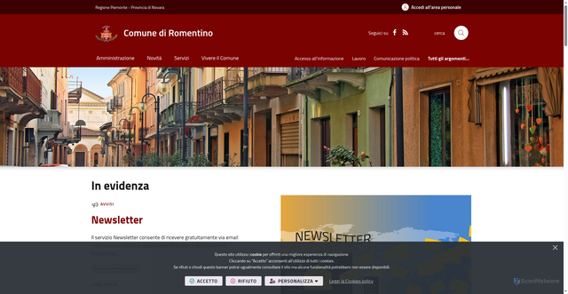 Security scan screenshot of https://www.comune.romentino.no.it/it-it/home