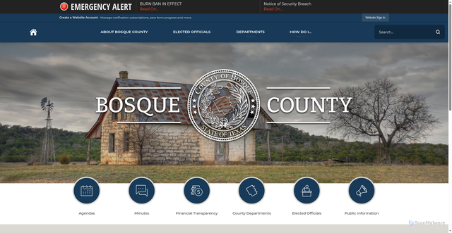 Security scan screenshot of https://bosquecounty.gov/