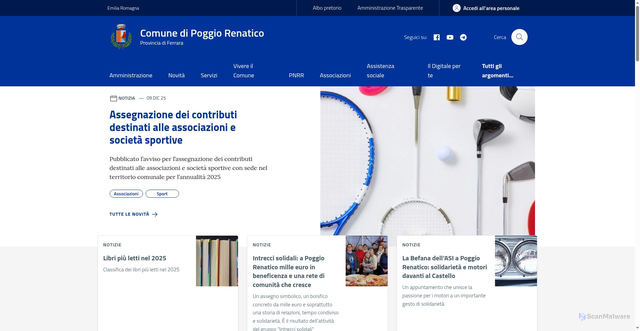Security scan screenshot of https://www.comune.poggiorenatico.fe.it/