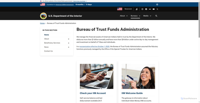 Security scan screenshot of https://www.doi.gov/ost