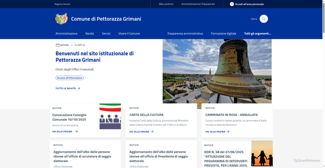 Security scan screenshot of https://www.comune.pettorazza.ro.it/
