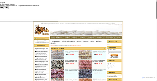 Security scan screenshot of https://www.21cnbeads.com
