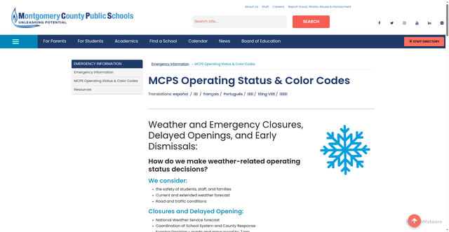 Security scan screenshot of https://www.montgomeryschoolsmd.org/emergency/closings/