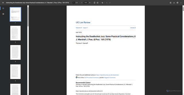 Security scan screenshot of https://repository.law.uic.edu/cgi/viewcontent.cgi?article=2542&context=lawreview