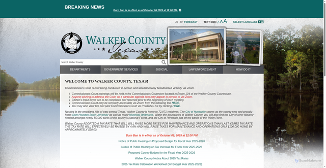 Security scan screenshot of https://www.co.walker.tx.us/