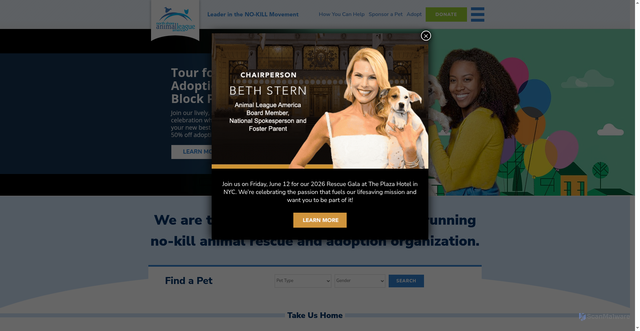 Security scan screenshot of https://www.animalleague.org
