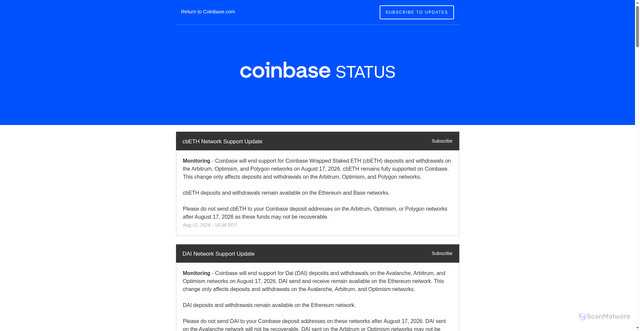 Security scan screenshot of https://status.coinbase.com/