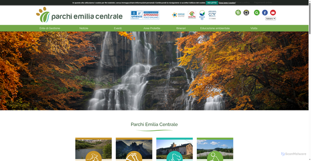 Security scan screenshot of https://www.parchiemiliacentrale.it/