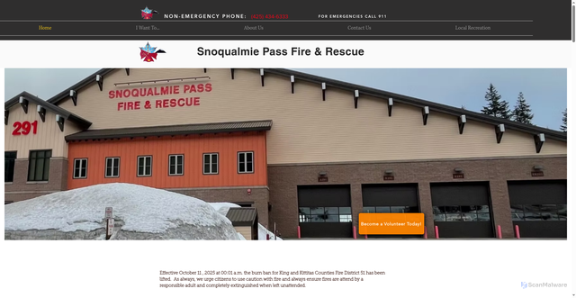 Security scan screenshot of https://www.snoqualmiepassfirerescue.org/