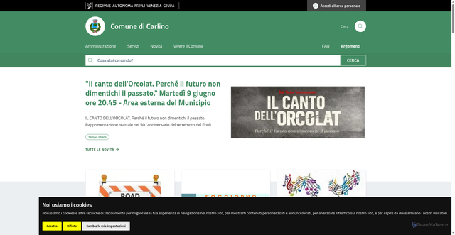 Security scan screenshot of https://www.comune.carlino.ud.it