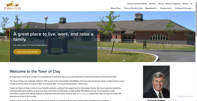 Security scan screenshot of https://townofclayny.gov/