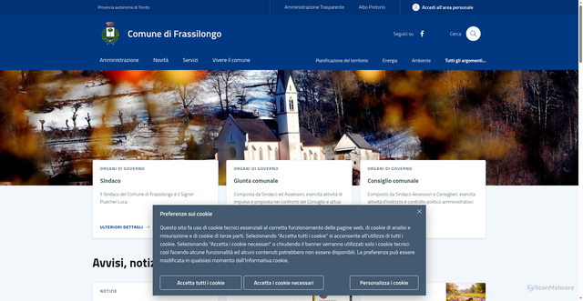 Security scan screenshot of https://www.comune.frassilongo.tn.it