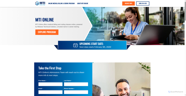 Security scan screenshot of https://online.midwesttech.edu/