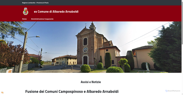 Security scan screenshot of https://www.comune.albaredoarnaboldi.pv.it/