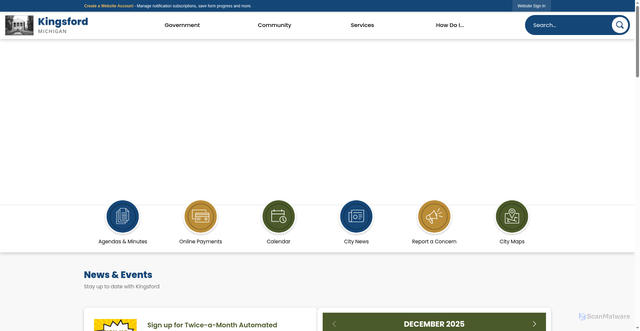 Security scan screenshot of https://kingsfordmi.gov/