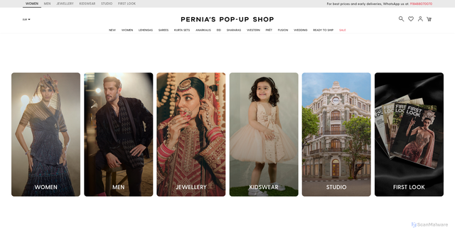 Security scan screenshot of https://www.perniaspopupshop.com
