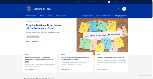 Security scan screenshot of https://www.comune.foza.vi.it/