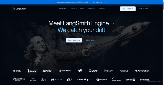Security scan screenshot of https://langchain.com