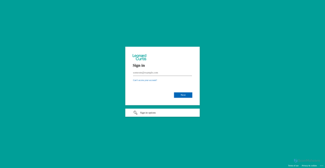 Security scan screenshot of https://leonardcurtis.sharepoint.com