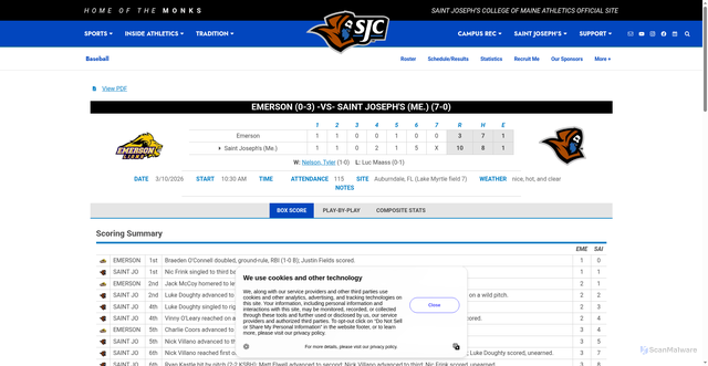 Security scan screenshot of https://gomonks.com/boxscore.aspx?id=12449