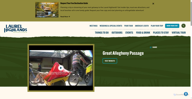 Security scan screenshot of https://www.golaurelhighlands.com/listing/great-allegheny-passage/199/