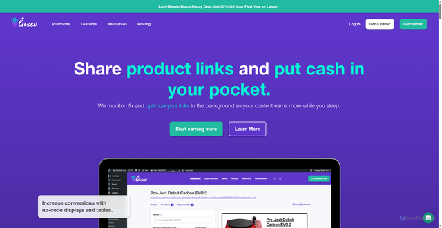 Security scan screenshot of https://lasso.link/