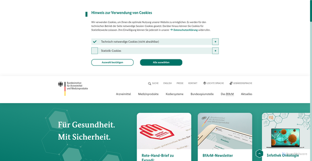 Security scan screenshot of http://www.dimdi.de
