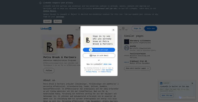 Security scan screenshot of https://www.linkedin.com/company/petrabraskpartners/
