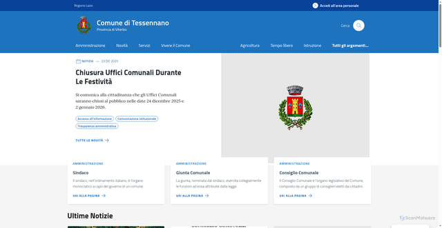Security scan screenshot of https://comune.tessennano.vt.it/