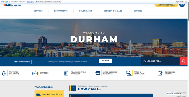 Security scan screenshot of https://www.durhamnc.gov/