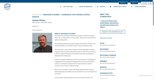 Security scan screenshot of https://lincolncountydemocrats.com/graham-platner-candidate-for-united-states-senate/