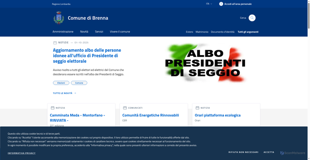 Security scan screenshot of https://www.comune.brenna.co.it/